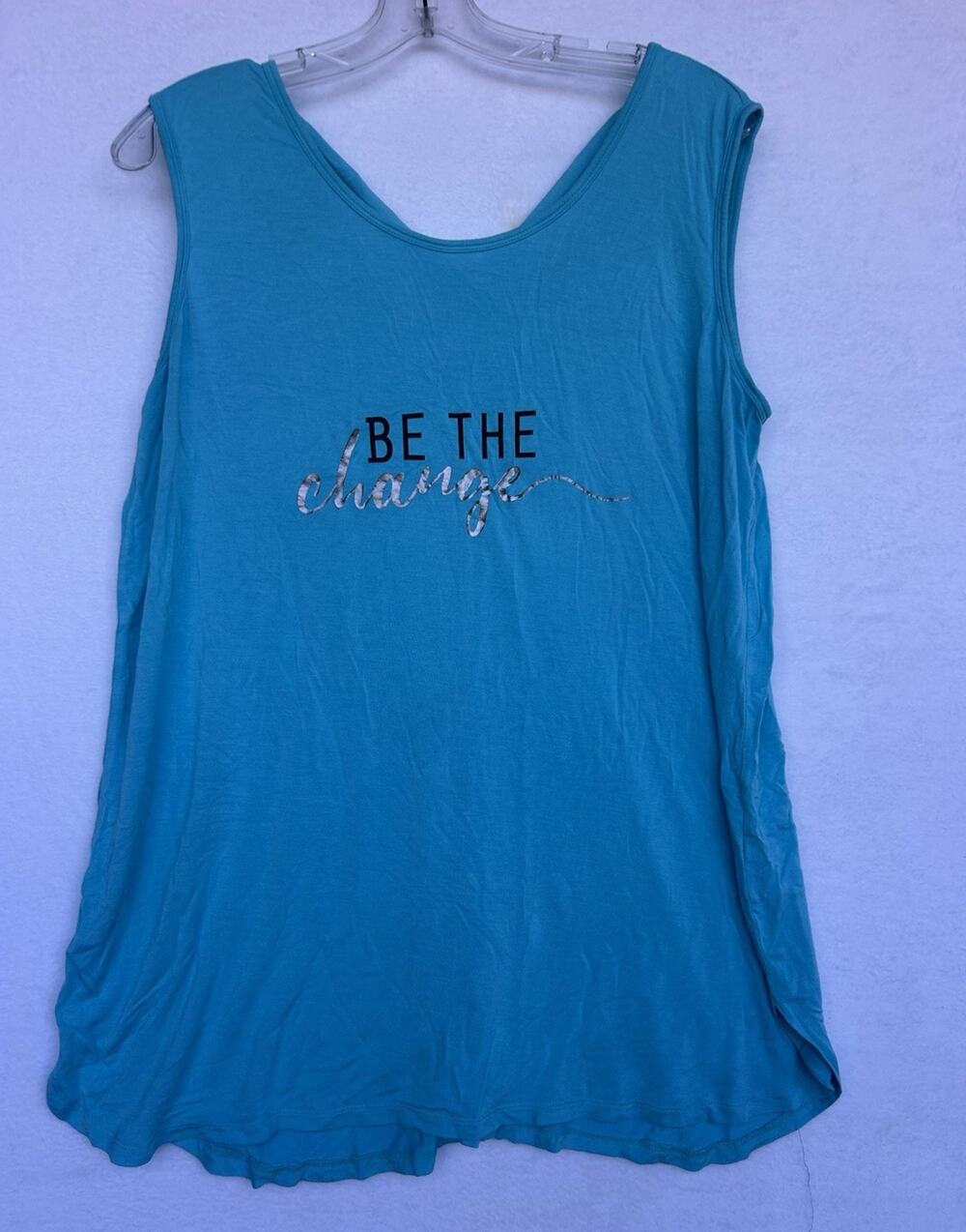 LIVI Active Women’s Tank Top 14/16 Blue Graphic Scoop Neck Stretch Relaxed